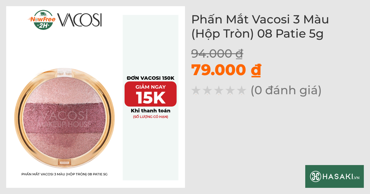 Phấn Mắt Vacosi 3 Màu (Hộp Tròn) 08 Patie 5g