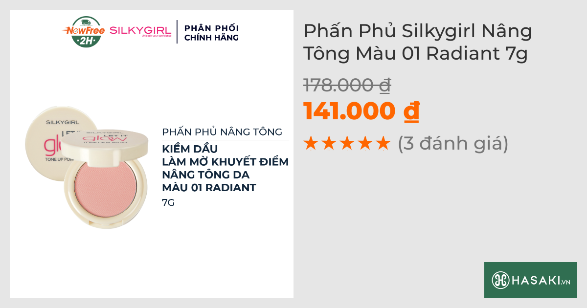 Phấn Phủ Silkygirl Nâng Tông Màu 01 Radiant 7g