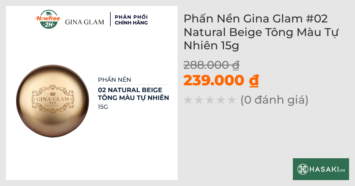 Phấn Nền Gina Glam #02 Natural Beige Tông Màu Tự Nhiên 15g