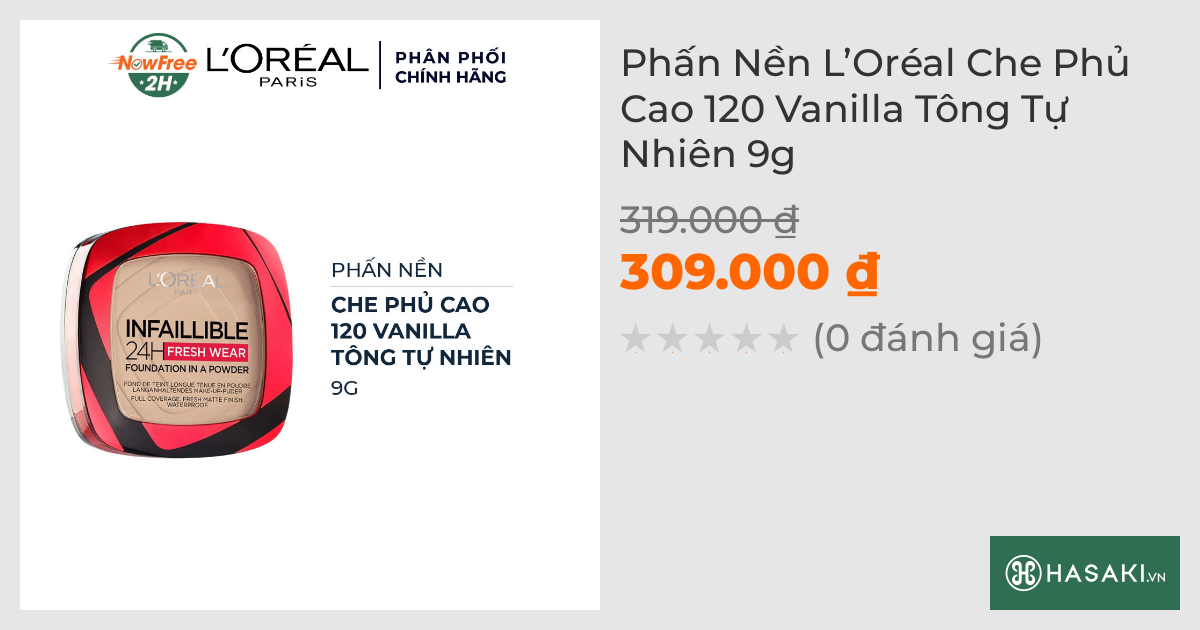 Phấn Nền L’Oréal Che Phủ Cao 120 Vanilla Tông Tự Nhiên 9g