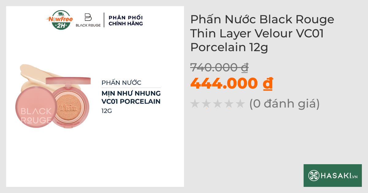 Phấn Nước Black Rouge Thin Layer Velour VC01 Porcelain 12g