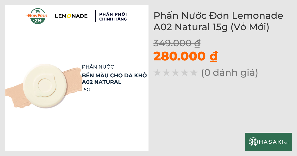 Phấn Nước Đơn Lemonade A02 Natural 15g (Vỏ Mới)