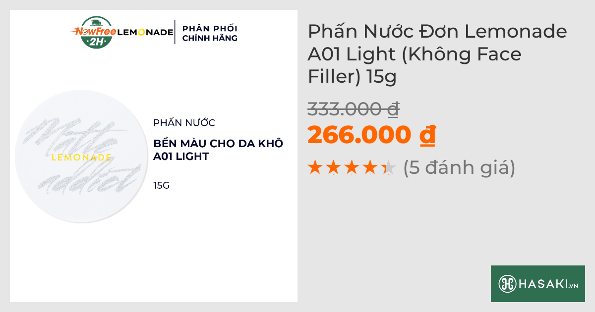 Phấn Nước Đơn Lemonade A01 Light (Không Face Filler) 15g