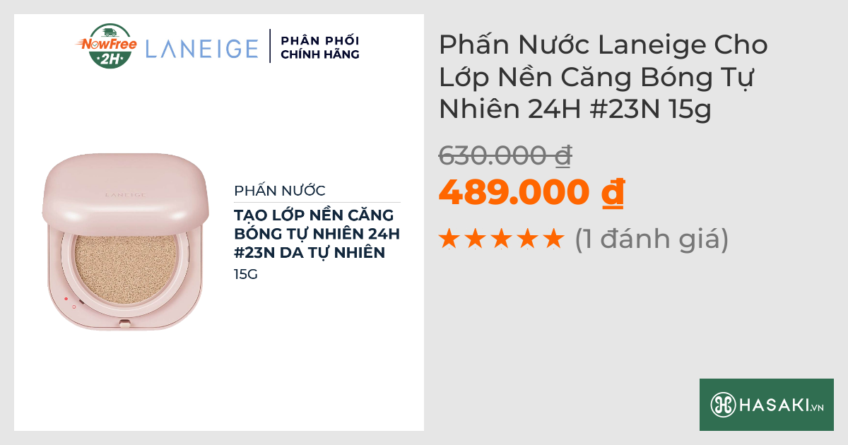 Phấn Nước Laneige Cho Lớp Nền Căng Bóng Tự Nhiên 24H #23N 15g