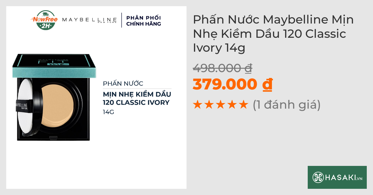 Phấn Nước Maybelline Mịn Nhẹ Kiềm Dầu 120 Classic Ivory 14g