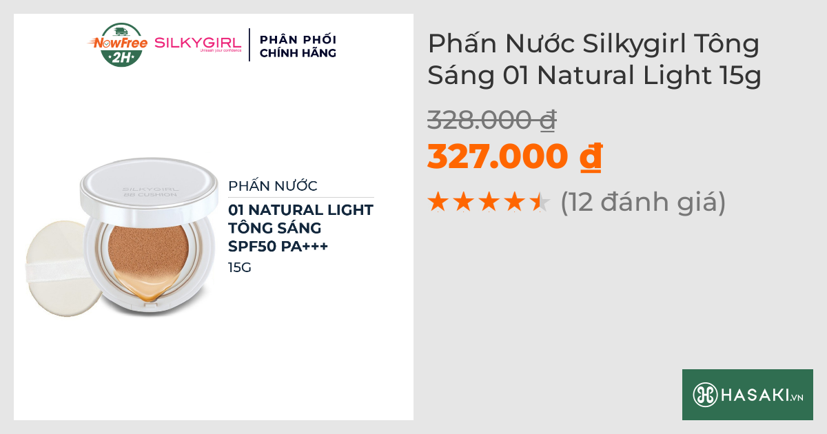 Phấn Nước Silkygirl Tông Sáng 01 Natural Light 15g