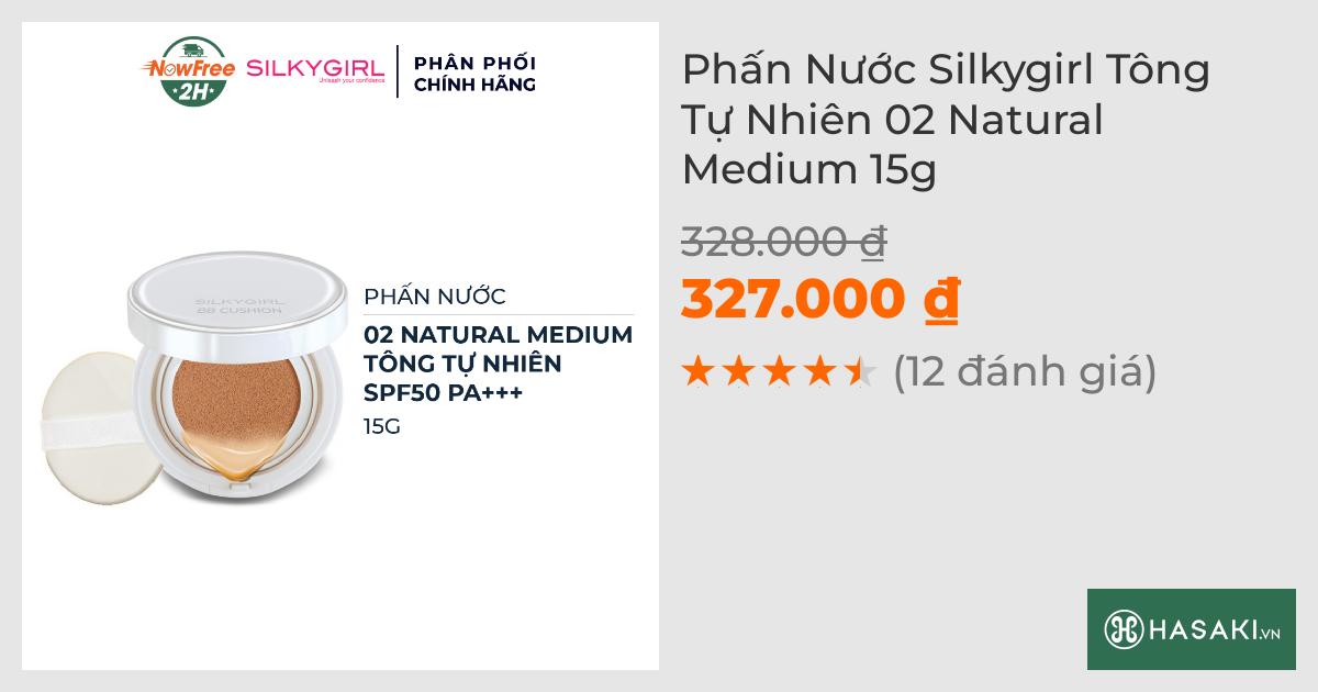 Phấn Nước Silkygirl Tông Tự Nhiên 02 Natural Medium 15g