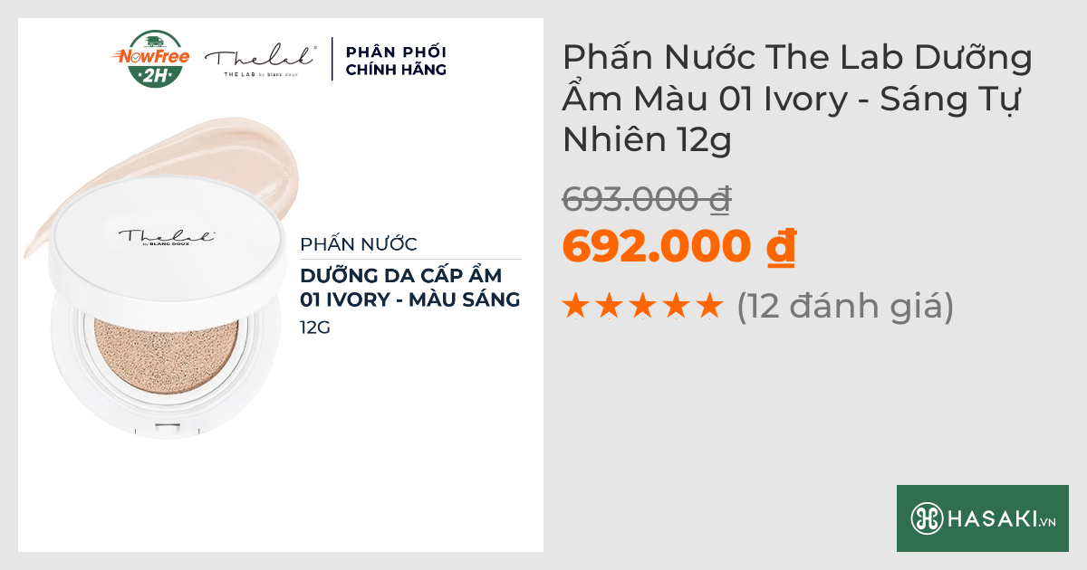 Phấn Nước The Lab Dưỡng Ẩm Màu 01 Ivory - Sáng Tự Nhiên 12g