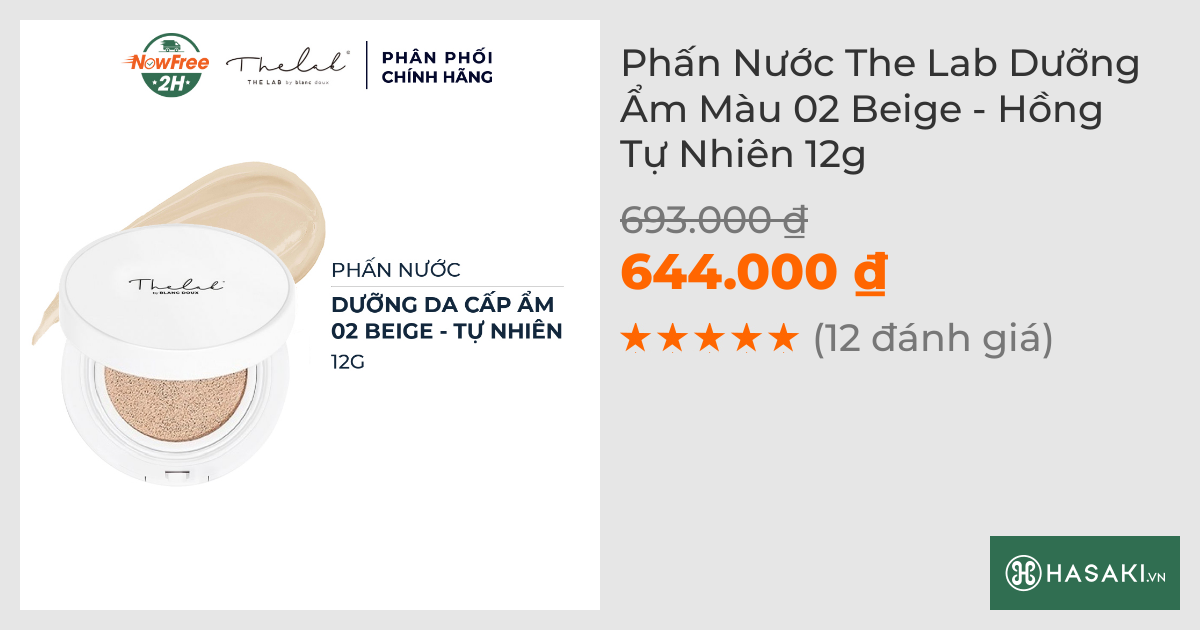 Phấn Nước The Lab Dưỡng Ẩm Màu 02 Beige - Hồng Tự Nhiên 12g