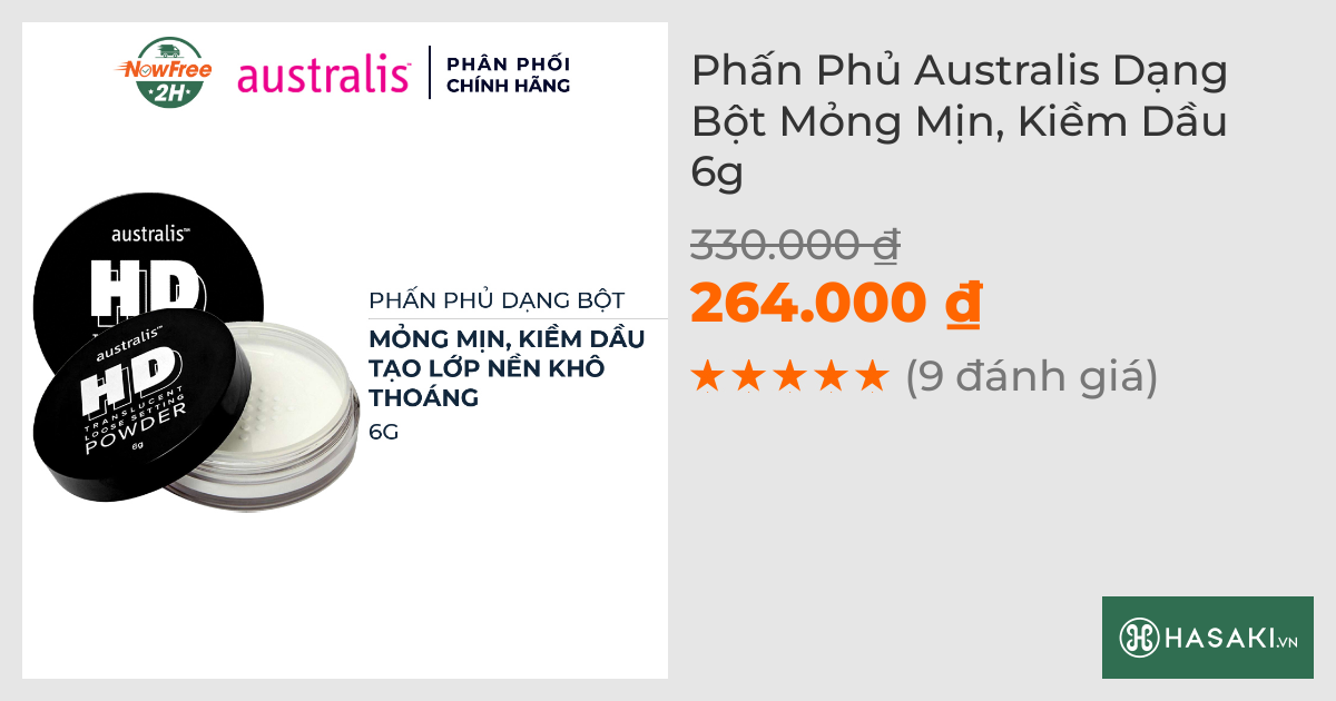 Phấn Phủ Australis Dạng Bột Mỏng Mịn, Kiềm Dầu 6g