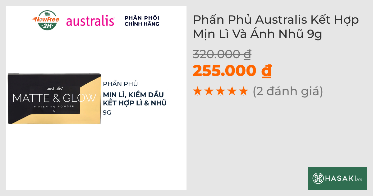 Phấn Phủ Australis Kết Hợp Mịn Lì Và Ánh Nhũ 9g