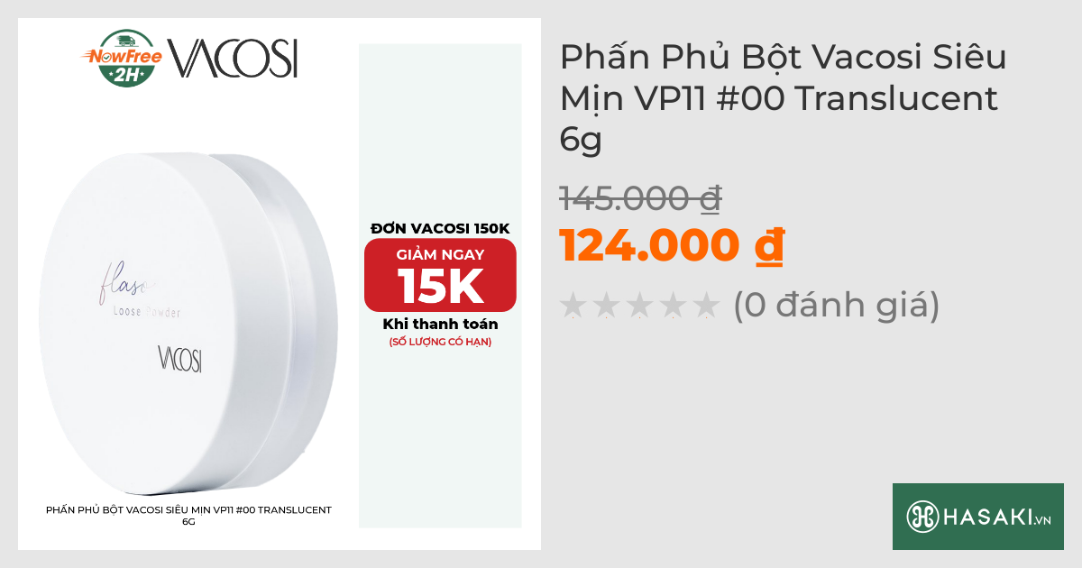 Phấn Phủ Bột Vacosi Siêu Mịn VP11 #00 Translucent 6g