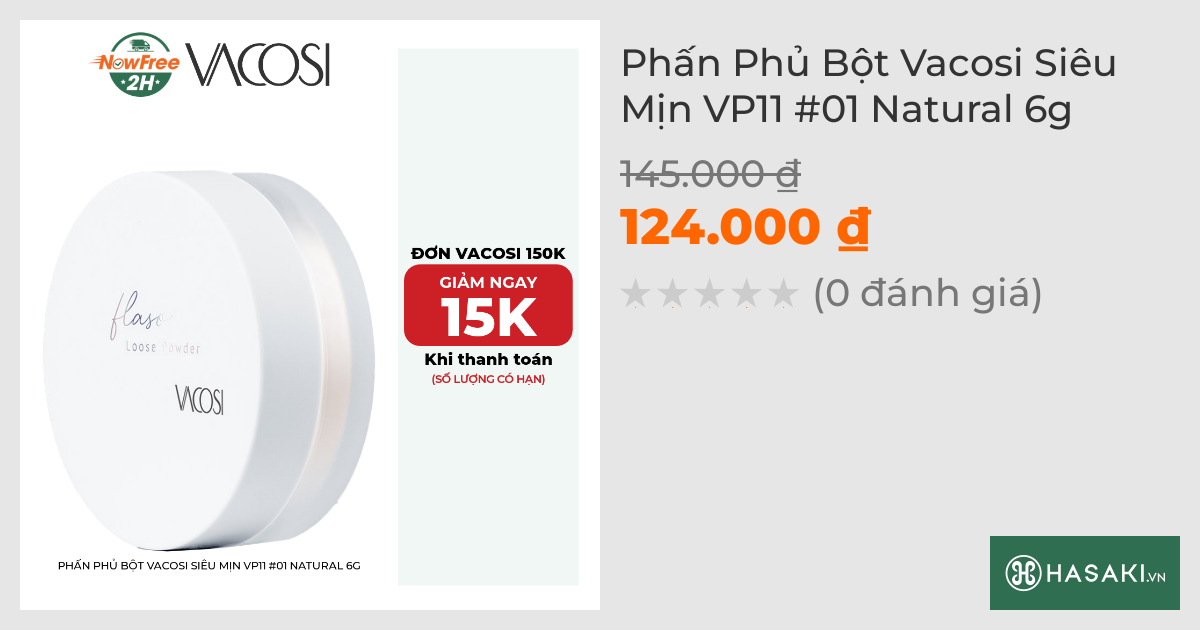 Phấn Phủ Bột Vacosi Siêu Mịn VP11 #01 Natural 6g