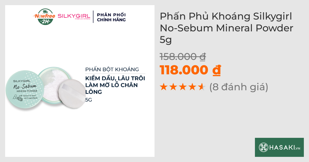 Phấn Phủ Khoáng Silkygirl No-Sebum Mineral Powder 5g