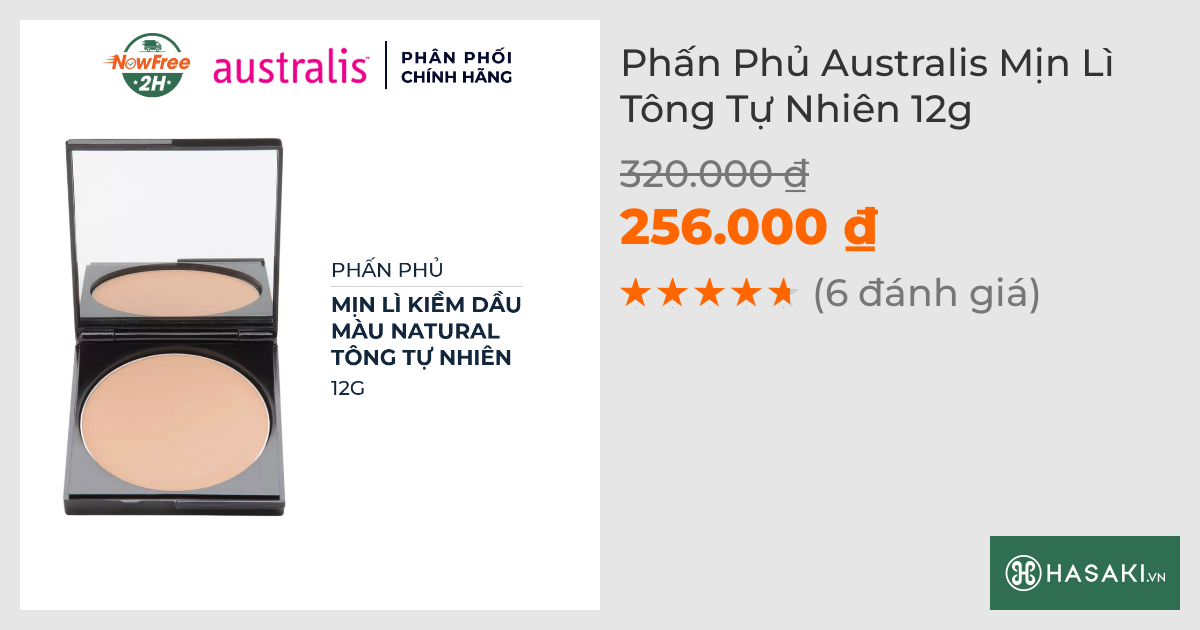 Phấn Phủ Australis Mịn Lì Tông Tự Nhiên 12g