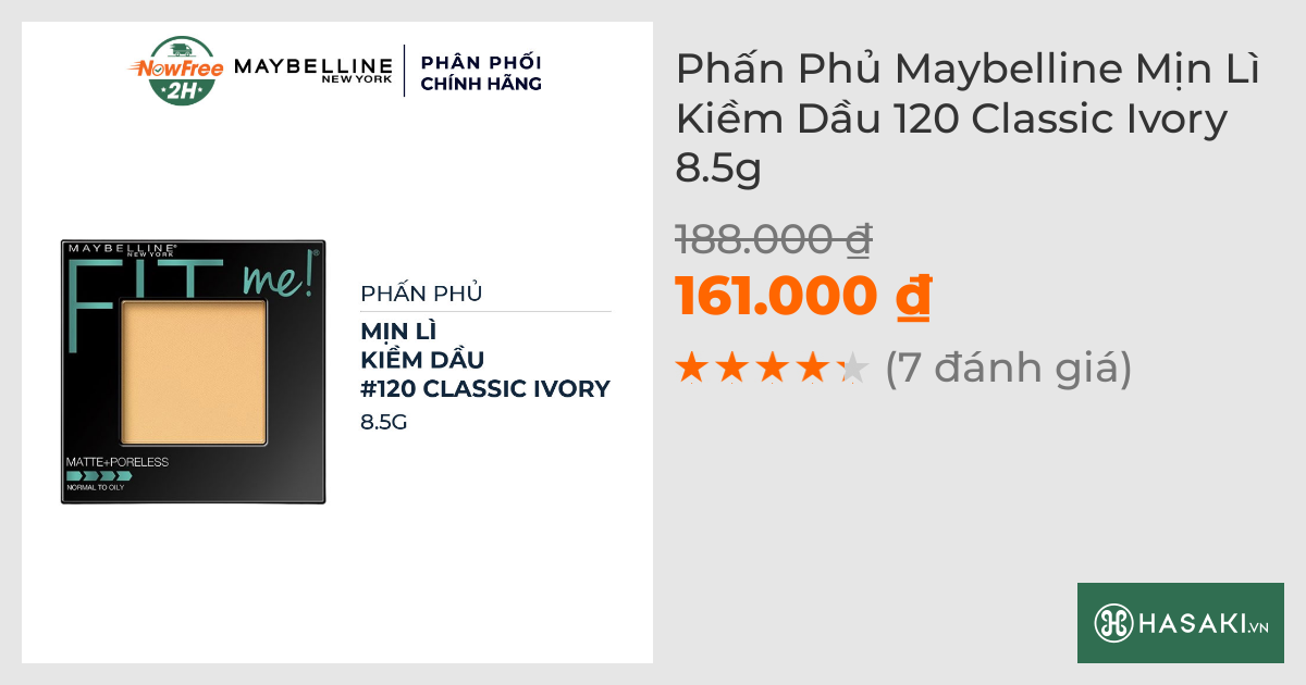 Phấn Phủ Maybelline Mịn Lì Kiềm Dầu 120 Classic Ivory 8.5g