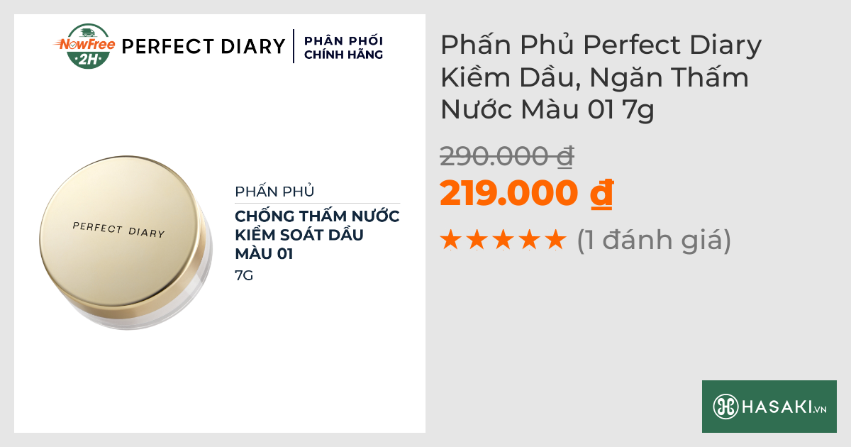 Phấn Phủ Perfect Diary Kiềm Dầu, Ngăn Thấm Nước Màu 01 7g