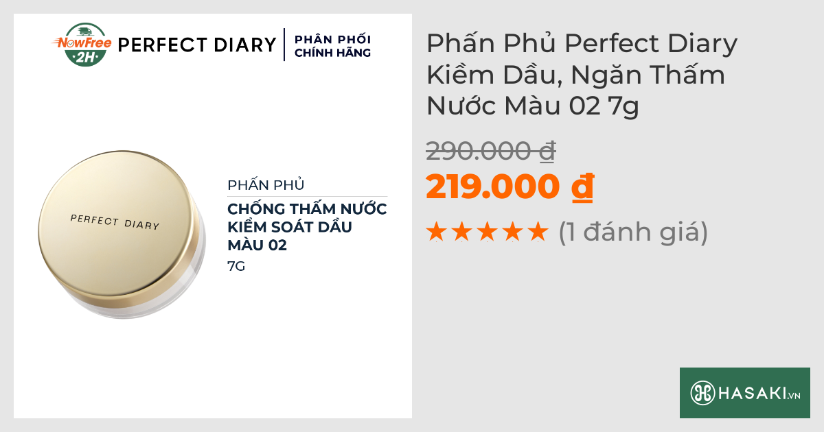 Phấn Phủ Perfect Diary Kiềm Dầu, Ngăn Thấm Nước Màu 02 7g