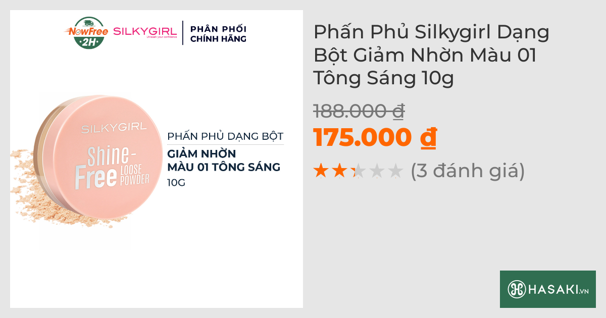 Phấn Phủ Silkygirl Dạng Bột Giảm Nhờn Màu 01 Tông Sáng 10g