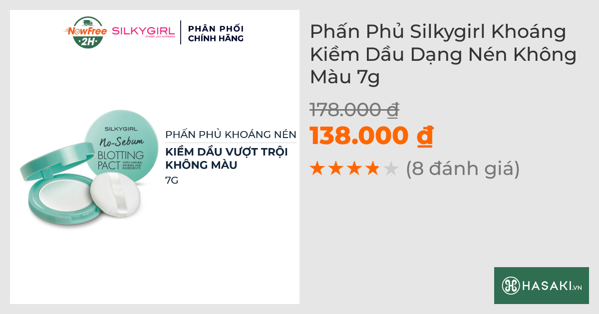 Phấn Phủ Silkygirl Khoáng Kiềm Dầu Dạng Nén Không Màu 7g