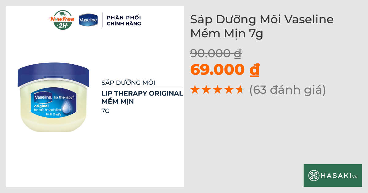 Sáp Dưỡng Môi Vaseline Mềm Mịn 7g