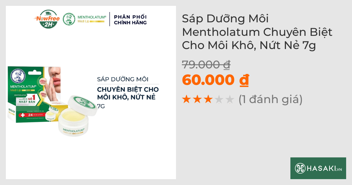 Sáp Dưỡng Môi Mentholatum Chuyên Biệt Cho Môi Khô, Nứt Nẻ 7g