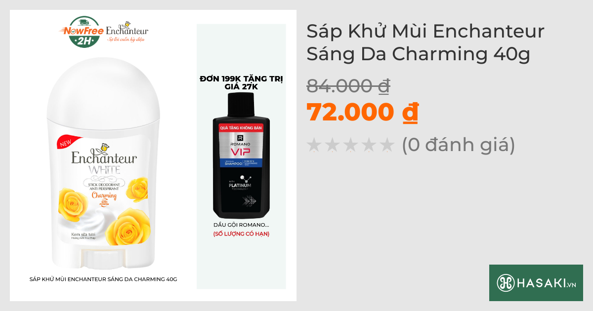 Sáp Khử Mùi Enchanteur Sáng Da Charming 40g