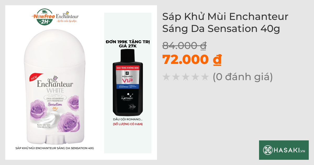 Sáp Khử Mùi Enchanteur Sáng Da Sensation 40g