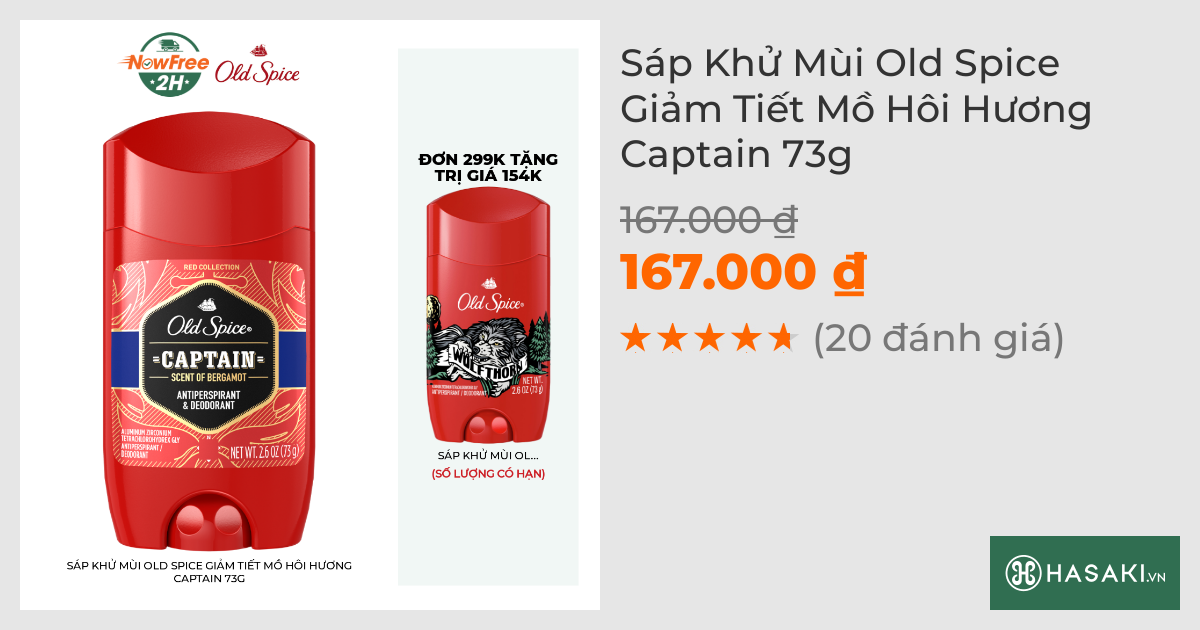 Sáp Khử Mùi Old Spice Giảm Tiết Mồ Hôi Hương Captain 73g