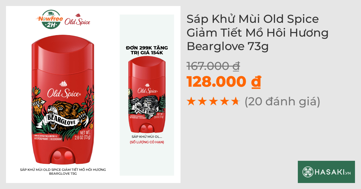 Sáp Khử Mùi Old Spice Giảm Tiết Mồ Hôi Hương Bearglove 73g