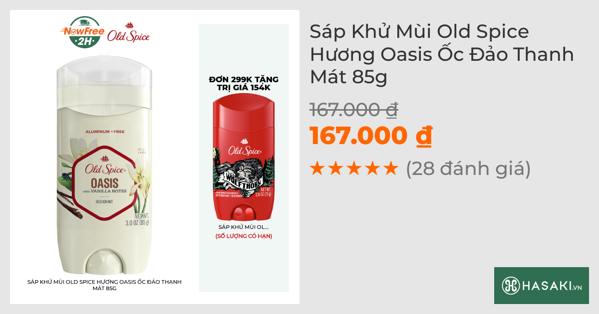 Sáp Khử Mùi Old Spice Hương Oasis Ốc Đảo Thanh Mát 85g