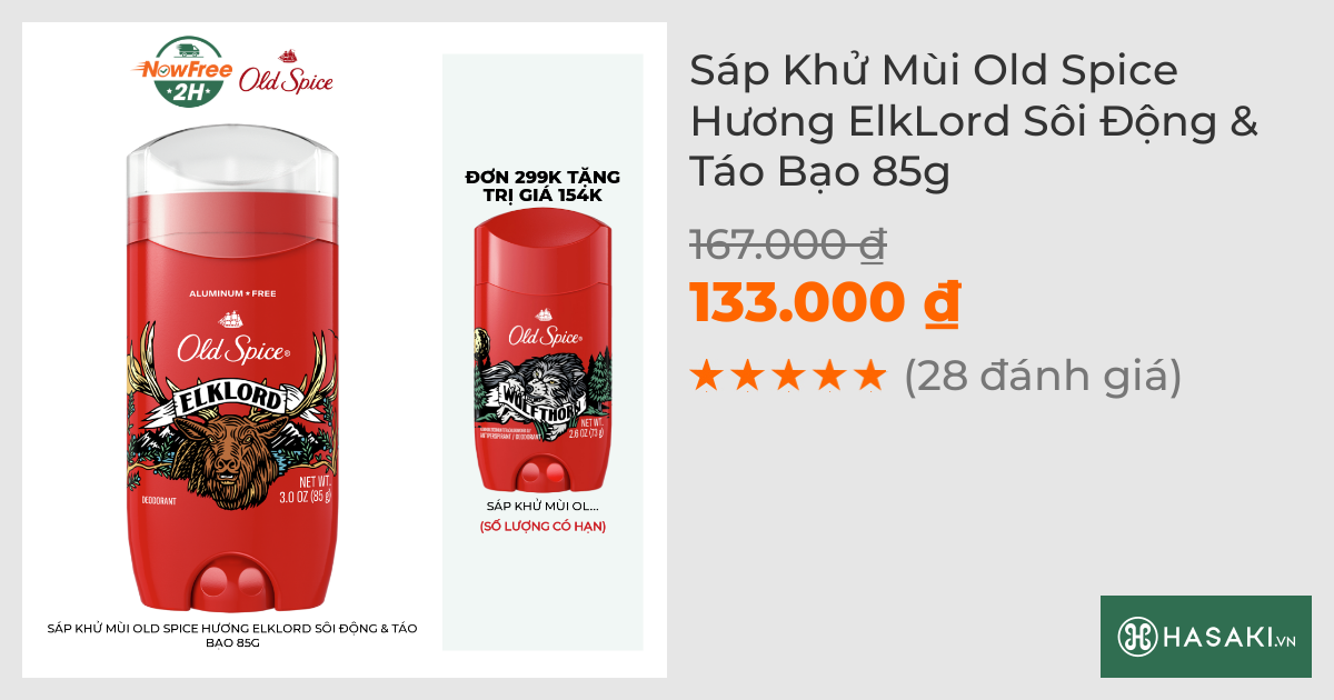 Sáp Khử Mùi Old Spice Hương ElkLord Sôi Động & Táo Bạo 85g