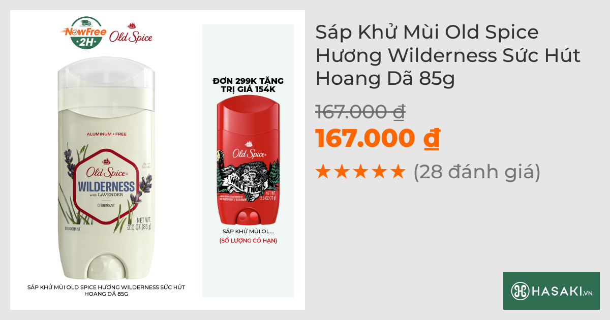 Sáp Khử Mùi Old Spice Hương Wilderness Sức Hút Hoang Dã 85g