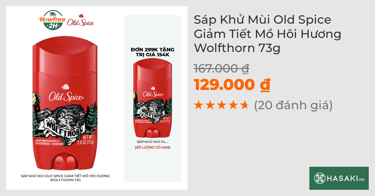 Sáp Khử Mùi Old Spice Giảm Tiết Mồ Hôi Hương Wolfthorn 73g