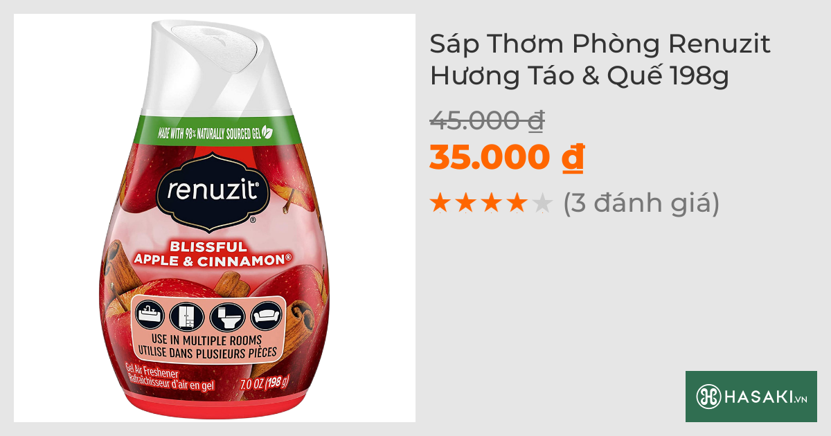 Sáp Thơm Phòng Renuzit Hương Táo & Quế 198g