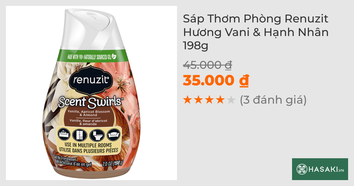 Sáp Thơm Phòng Renuzit Hương Vani & Hạnh Nhân 198g