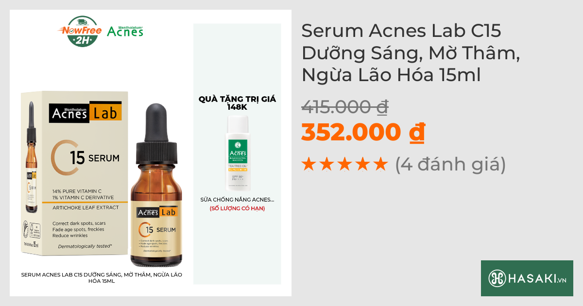 Serum Acnes Lab C15 Dưỡng Sáng, Mờ Thâm, Ngừa Lão Hóa 15ml