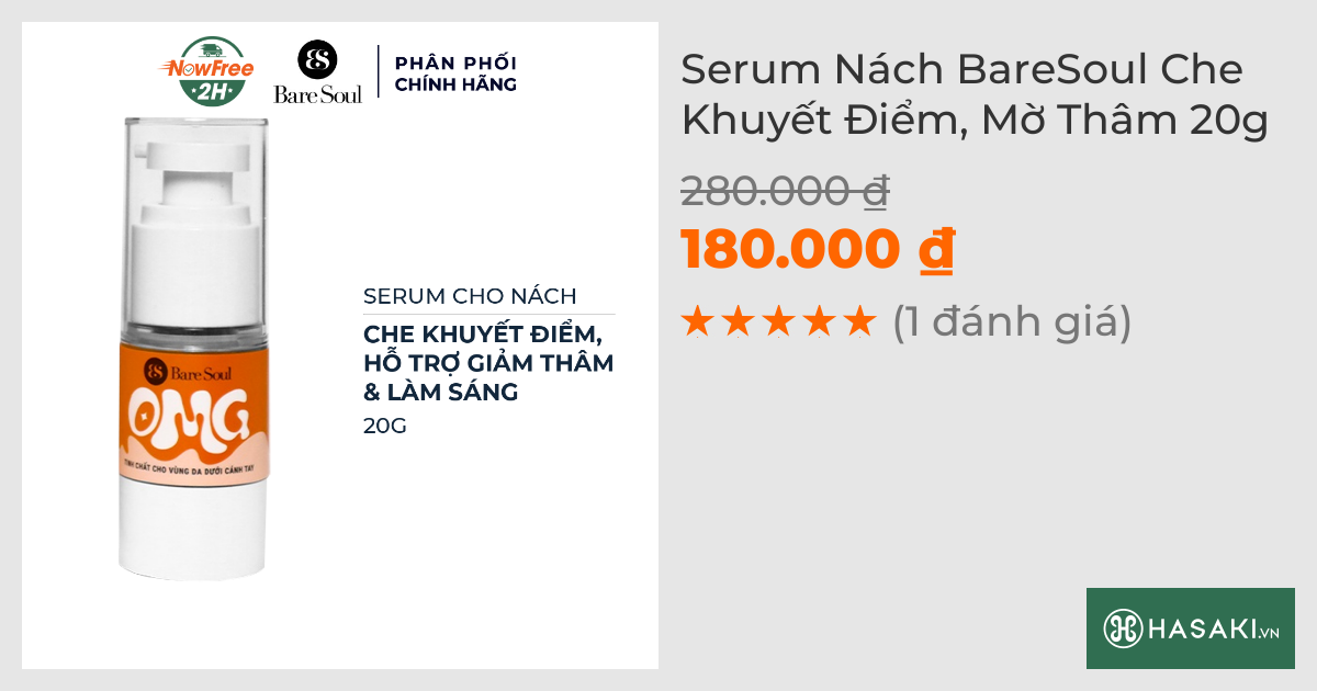 Serum Nách BareSoul Che Khuyết Điểm, Mờ Thâm 20g