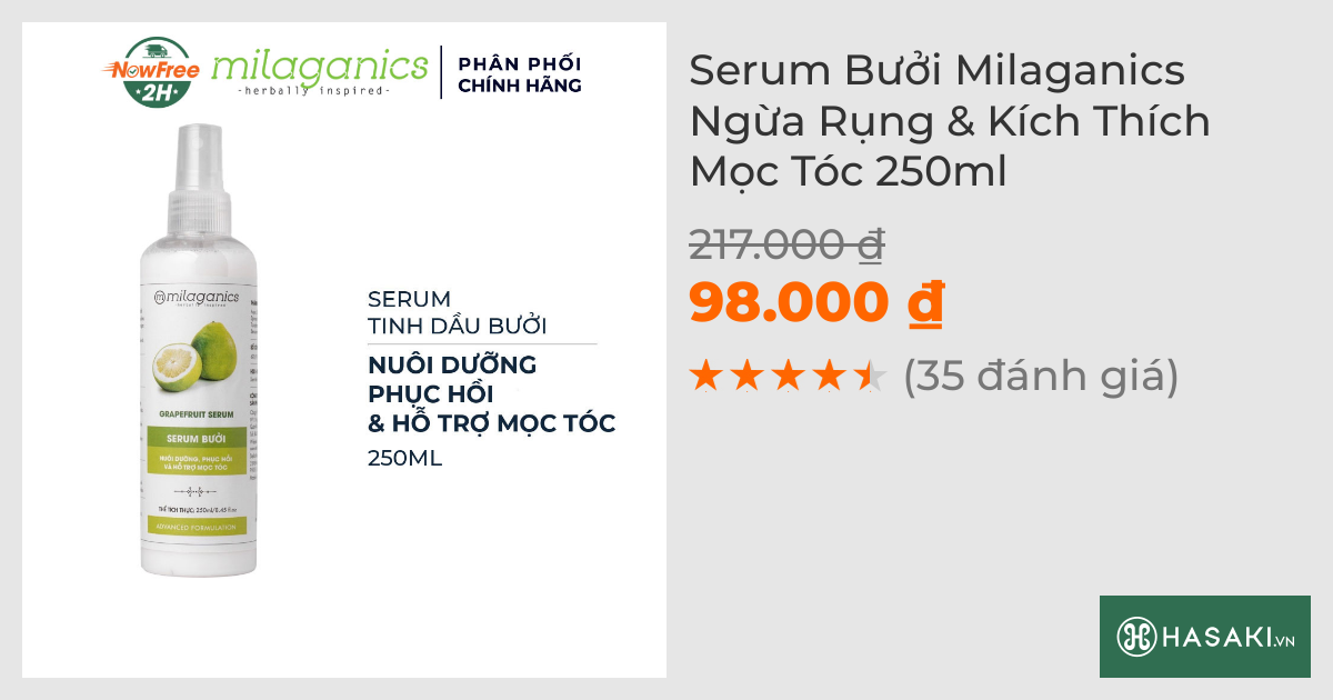 Serum Bưởi Milaganics Ngừa Rụng & Kích Thích Mọc Tóc 250ml