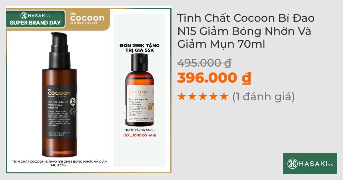 Tinh Chất Cocoon Bí Đao N15 Giảm Bóng Nhờn Và Giảm Mụn 70ml