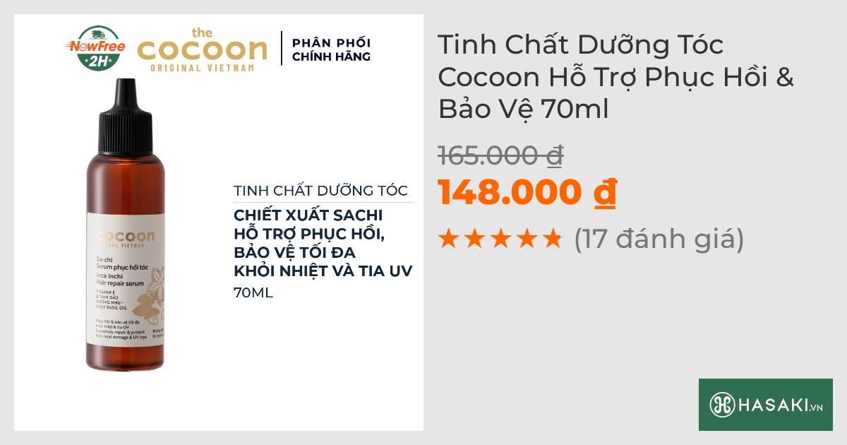 Tinh Chất Dưỡng Tóc Cocoon Hỗ Trợ Phục Hồi & Bảo Vệ 70ml