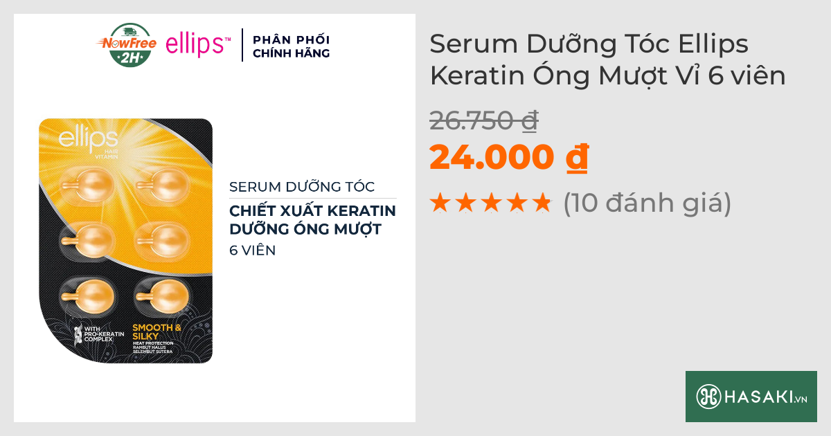 Serum Dưỡng Tóc Ellips Keratin Óng Mượt Vỉ 6 viên