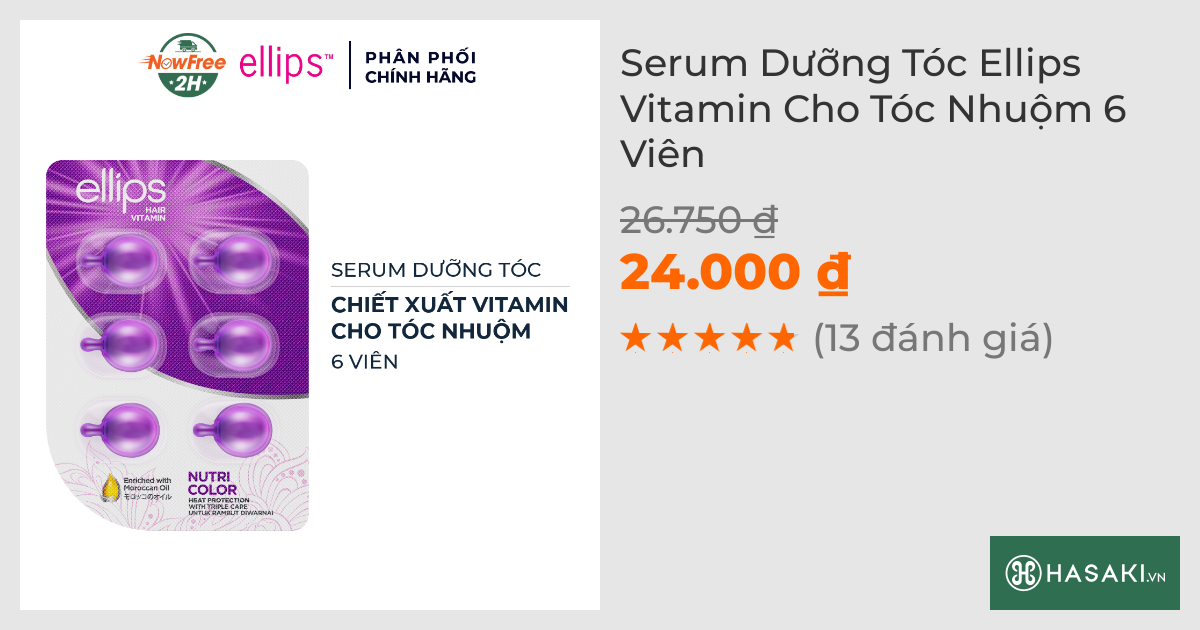 Serum Dưỡng Tóc Ellips Vitamin Cho Tóc Nhuộm 6 Viên