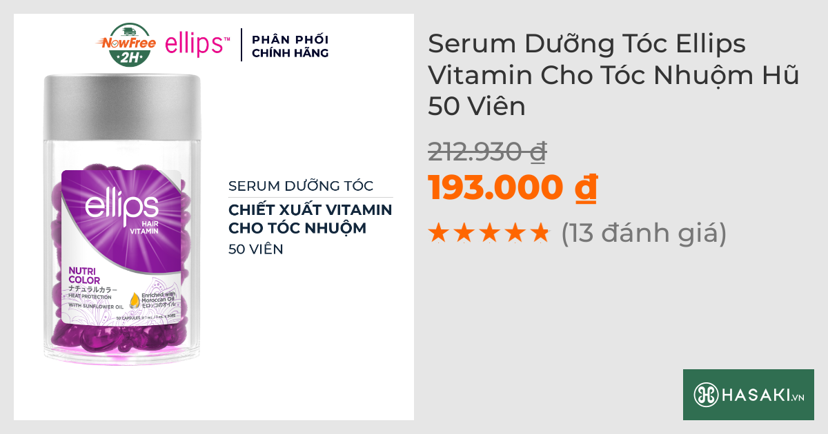 Serum Dưỡng Tóc Ellips Vitamin Cho Tóc Nhuộm Hũ 50 Viên