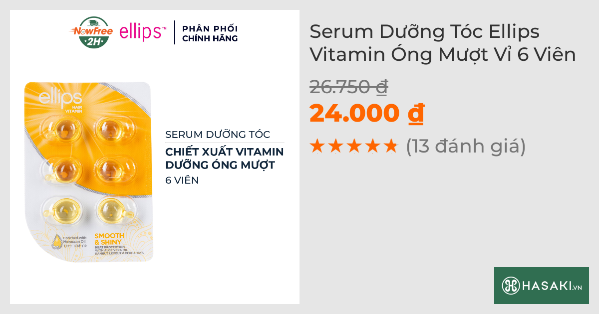 Serum Dưỡng Tóc Ellips Vitamin Óng Mượt Vỉ 6 Viên