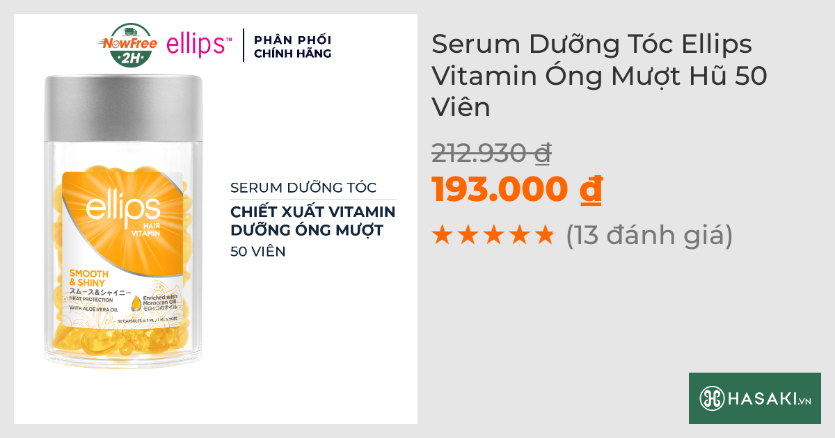 Serum Dưỡng Tóc Ellips Vitamin Óng Mượt Hũ 50 Viên