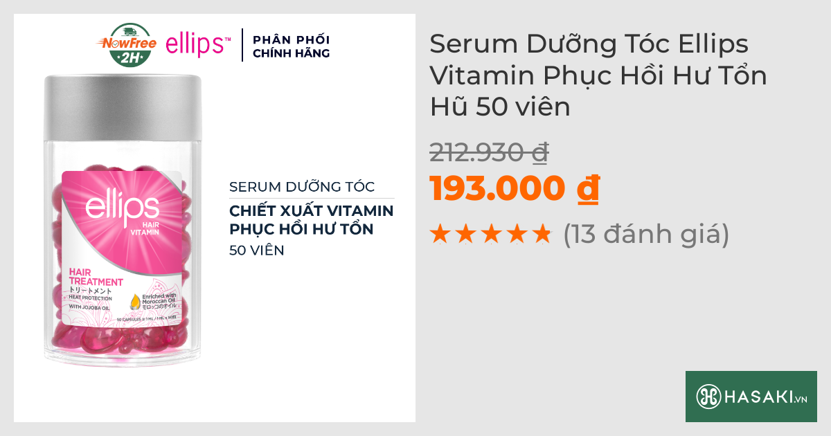 Serum Dưỡng Tóc Ellips Vitamin Phục Hồi Hư Tổn Hũ 50 viên