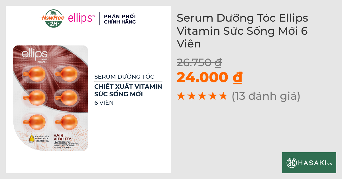 Serum Dưỡng Tóc Ellips Vitamin Sức Sống Mới 6 Viên