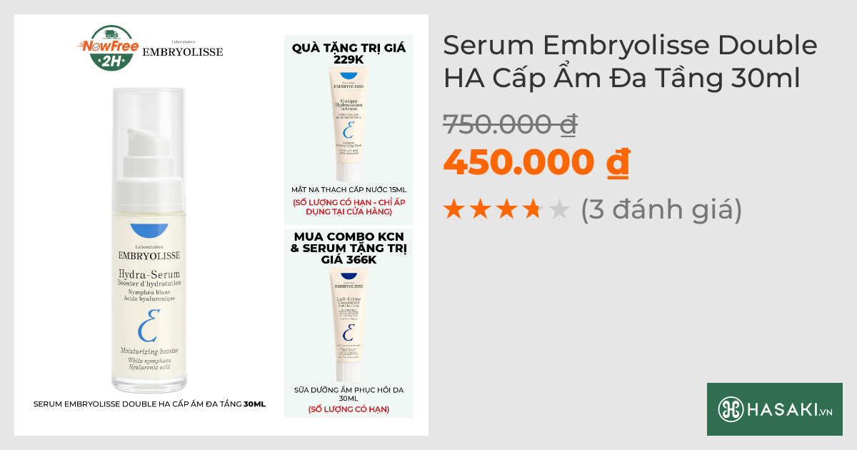 Serum Embryolisse Double HA Cấp Ẩm Đa Tầng 30ml