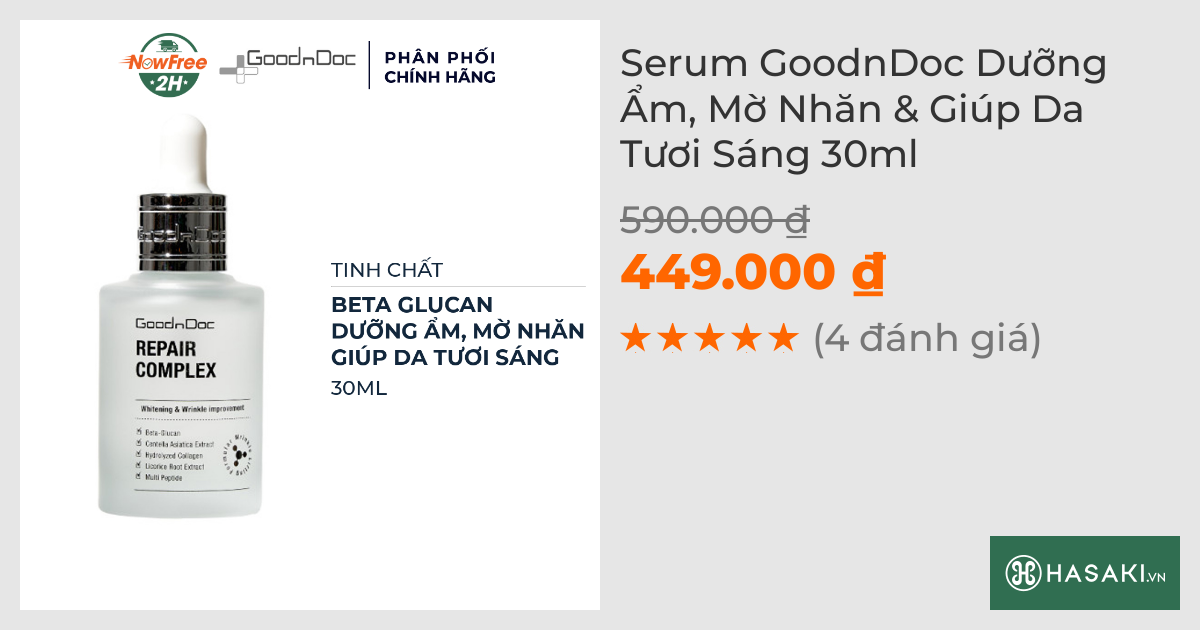 Serum GoodnDoc Dưỡng Ẩm, Mờ Nhăn & Giúp Da Tươi Sáng 30ml